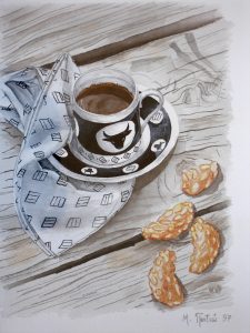 Πίνακες ζωγραφικής - Ακουαρέλες "Πρωϊνός_καφές"
